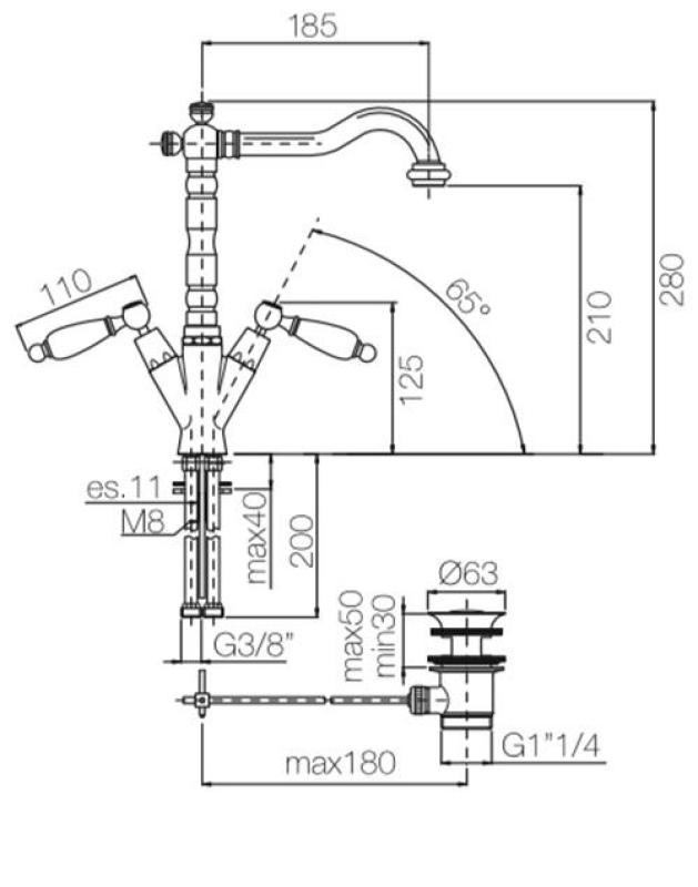 Baterie clasică PB pentru chiuvetă cu două manete albe, cu o lungime de 18,5 cm, cromată 1208854292.