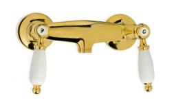 Baterie clasică de duș cu montare aparentă, cu manete albe, bronz 1208854512