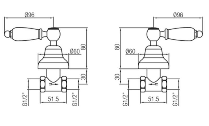 Setul de duș încorporat cu robinet clasic PB, cu mânere albe, cromat, 1208854562.