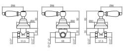 Setul clasic de duș încorporat cu robinet PB, cu comutator de 3 căi și mânere albe, cromat 1208854622.