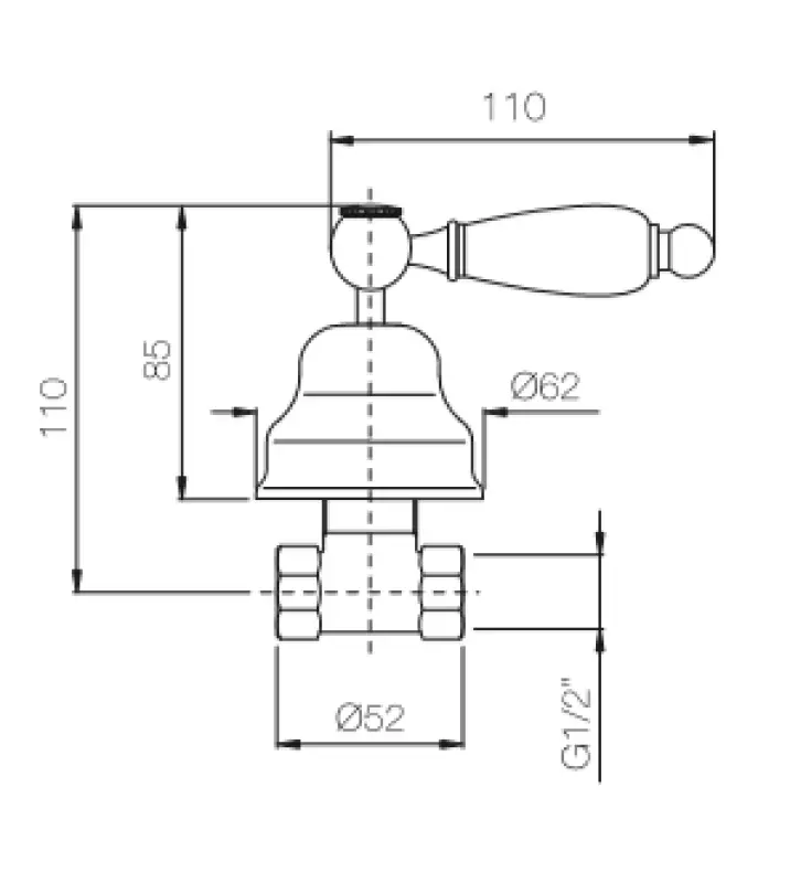 Robinetul clasic cu montaj încastrat PB cu robinet de oprire și manetă albă Crom 1208854652.