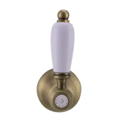 PB clasic robinet incorporat cu supapă de oprire cu manetă albă bronz 1208854662