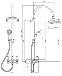 Setul clasic de duș PB cu coloană de duș telescopică cromată și duș de ploaie 1208854872.