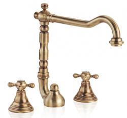 Robineta clasică pentru chiuveta cu 3 găuri PB, cu butoane puternice și țeavă de 18,5 cm, cromată, cod 1208854922.