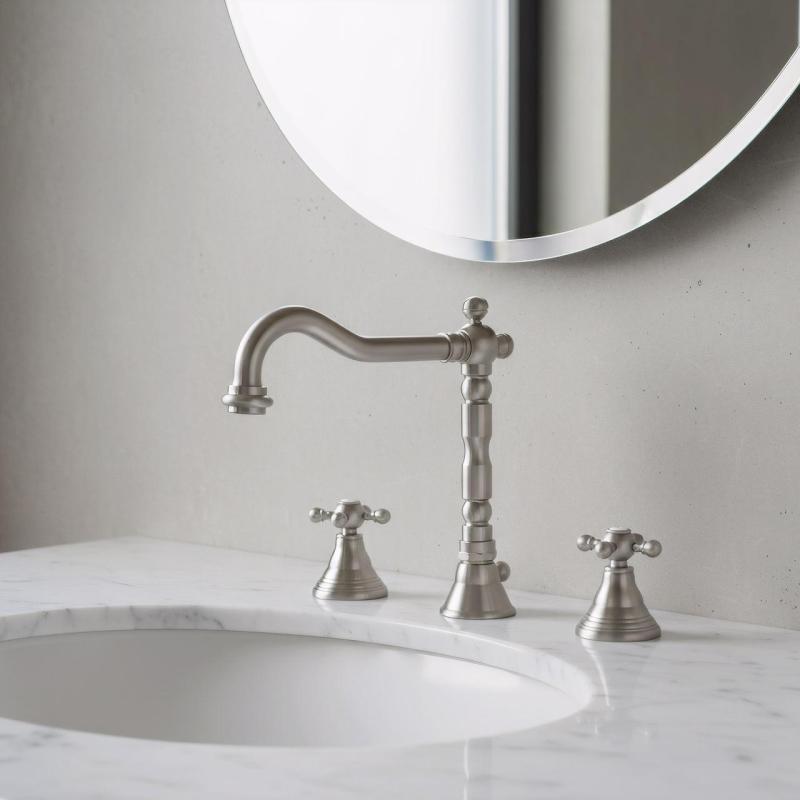 PB clasică 3 robinet de chiuvetă cu 3 găuri butoane puternice, țeavă de 18,5 cm, oțel inoxidabil 1208854952