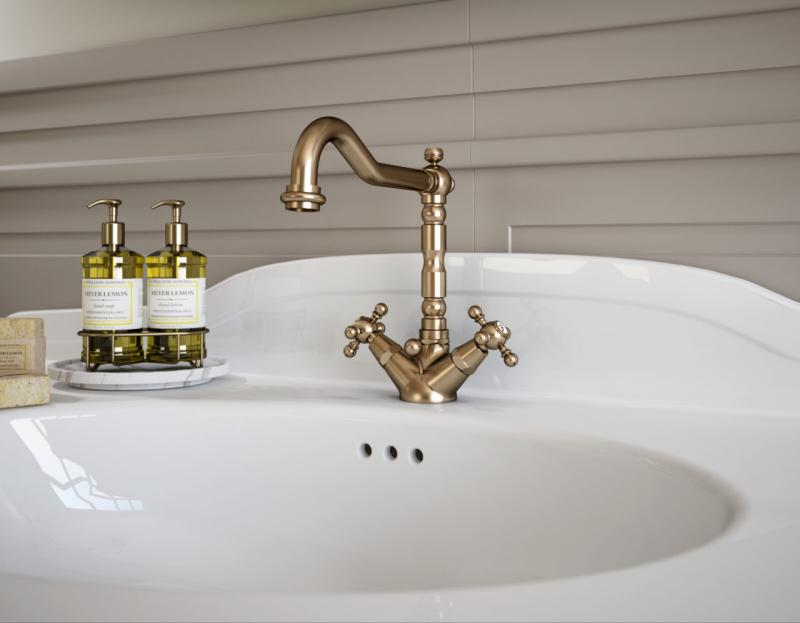 Robineta clasică pentru chiuvetă PB, cu butoane puternice, ieșire de 18,5 cm, bronz 1208854962.