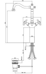 PB clasic robinet cu două manete pentru chiuvetă ridicată, gât înalt, 18 cm, oțel inoxidabil, 1208855002.