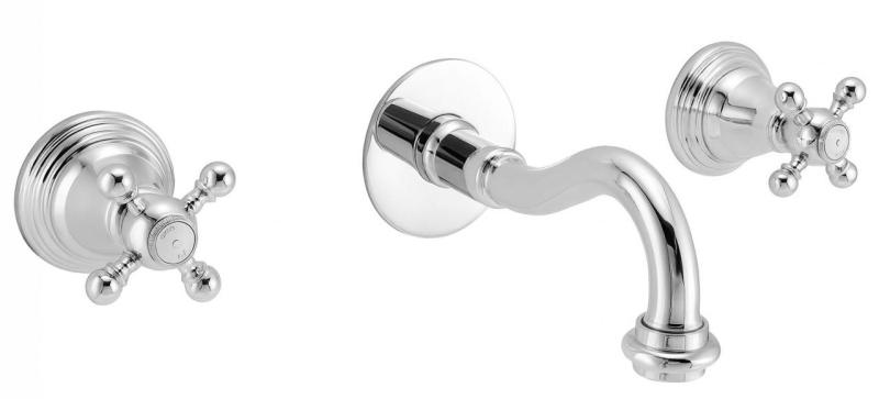 PB kraan de perete clasică cu mânere stea, țeavă de 20 cm, crom 1208855072