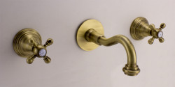PB robinet de perete clasic încorporat cu mânere în formă de stea, gură de scurgere de 20 cm, Bronz 1208855082