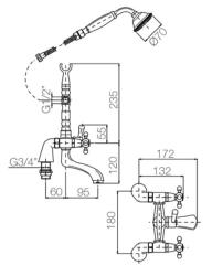 Setul clasic de robinet pentru cadă PB, cu manere puternice, inclusiv duș manual, crom 1208855212.