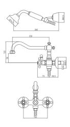 Setul clasic de robinete pentru cadă PB, cu montaj suprapus, inclusiv butoane rezistente și duș manual, cromat 1208855242.