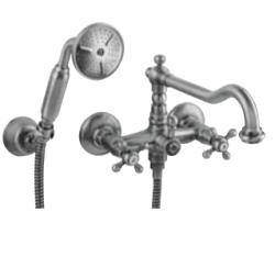 Setul de robinet montat pe cadă PB cu design clasic, inclusiv butoane puternice și duș manual, bronz 1208855252.