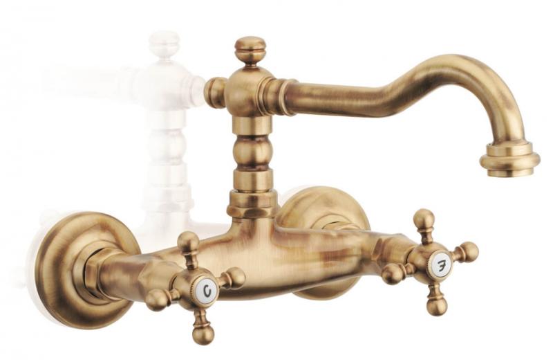 Setul de robineti pentru cada, montaj pe perete, PB clasic, cu butoane puternice, inclusiv dus manual, din oțel inoxidabil, cod 1208855262.