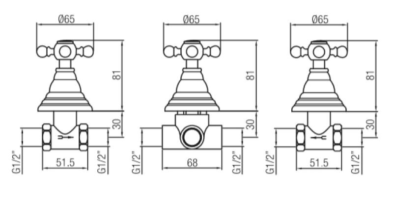 Setul de dus încorporat PB Classic cu 2 căi și comutator cu butoane puternice, bronz 1208855372