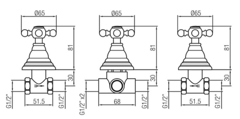 Setul de duș clasic PB cu 3 căi încastrate, cu comutator și butoane puternice, bronz 1208855402.