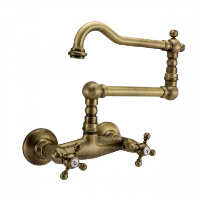 PB Robinet de perete clasic cu mânere in formă de stea și duză pivotantă lungă în bronz 1208855452.