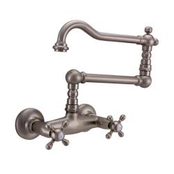 PB Robinet de perete clasic cu mânere in formă de stea și duză pivotantă lungă în oțel inoxidabil 1208855462.