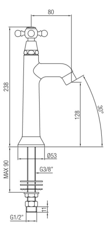 Robinetele clasice PB cu maner puternic de apă rece, bronz 1208855542.
