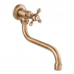 Robineta de perete clasică PB cu manetă puternică, apă rece și gură de scurgere lungă, bronz 1208855632.