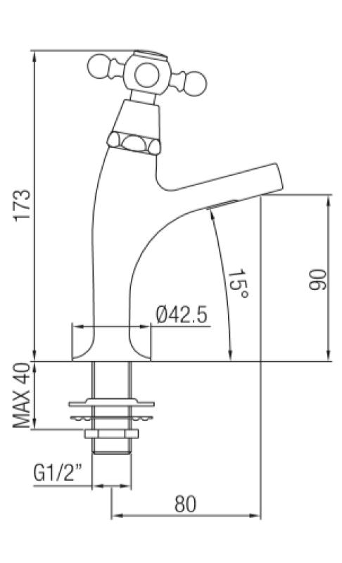 Robinetele de chiuvetă tradiționale PB cu maner de acționare și apă rece, model mic, crom 1208855682.