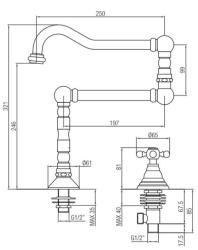 Robineta clasică de baie PB cu manetă puternică pentru apă rece și duză pivotantă lungă, cromată, 1208855742.