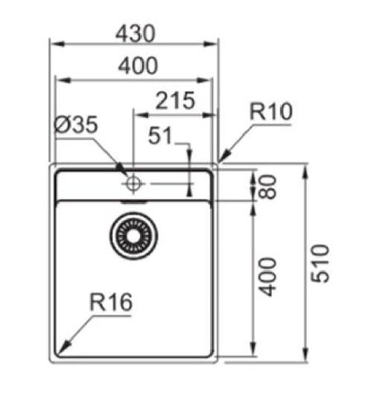Franke Maris MRX 210.40 TL chiuvetă din oțel inoxidabil cu orificiu pentru robinet 43x51cm montaj încastrat 1270527793