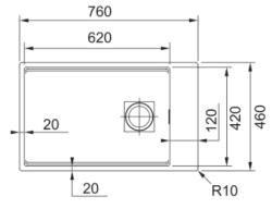 Franke Kubus KNG 110.62 chiuvetă 72x42 granit alb sub blat cu orificiu pentru robinet 125.0512.517