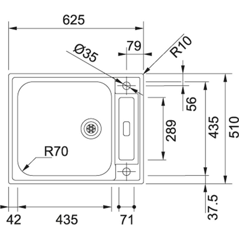 Franke Argos AGX 210 chiuvetă din oțel inoxidabil montare la nivel 625x510 reversibilă 127.0380.400