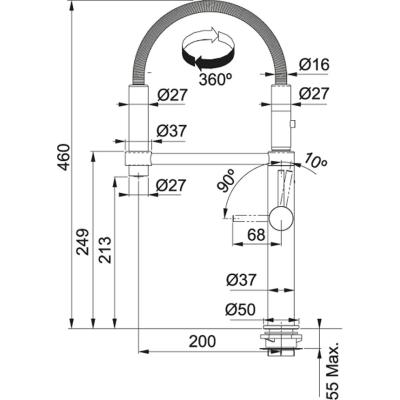 Franke Pescara Semi Pro 360 Robinet de bucătărie cu duș flexibil cromat 115.0393.976