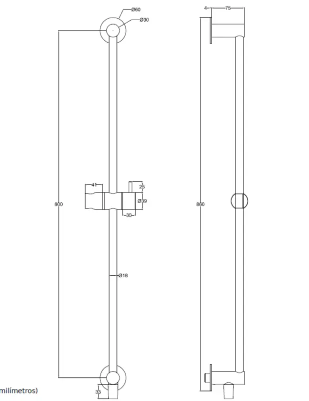 Setul de bare de dus Waterevolution Flow cu duș manual de 800 mm din oțel inoxidabil T1661IE