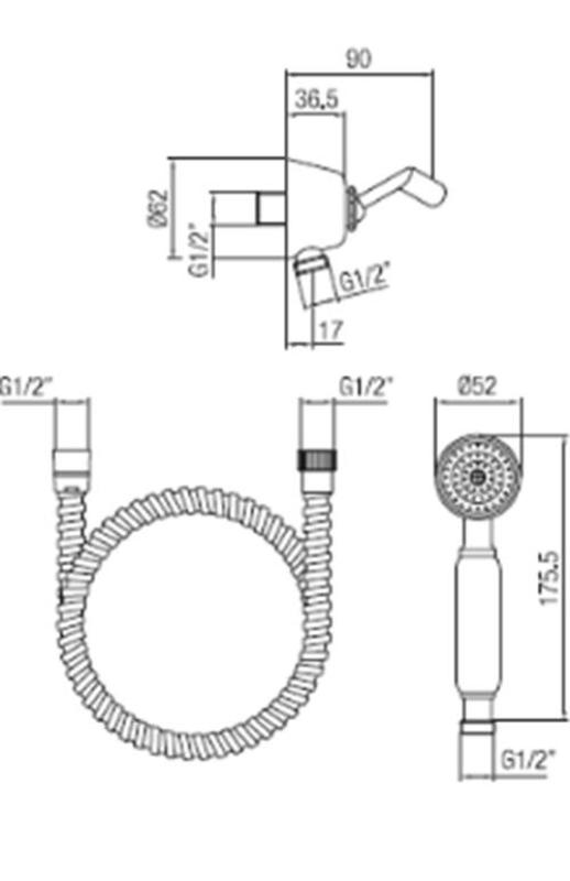 Setul de duș clasic PB cu suport pentru agățare, cromat, 1208899052