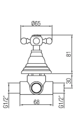 Robinetul de comutare clasic PB încorporat, cu 2 căi, cromat 1208899122