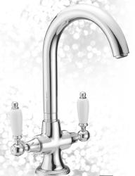 PB Robinet de bucătărie clasic cu mânere albe crom 1208910882