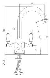 PB Robinet de bucătărie clasic cu mânere albe din bronz 1208910892