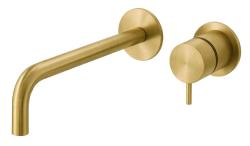 Waterevolution Flow baterie de chiuvetă încastrată din alamă periată cu gura de scurgere de 21 cm T116BLE-21