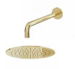 Duș principal Waterevolution Flow 200mm cu conexiune la perete din alamă periată T1641LE