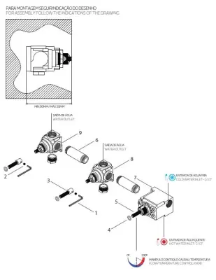 Waterevolution Flow termostat încorporat pentru duș cu 3 robinete de oprire crom 1208916502