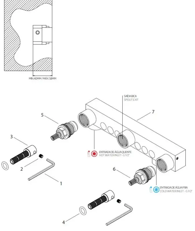 Waterevolution Cruz Robinet încorporat pentru chiuvetă Cruz 3-Găuri, cu ieșire de 15 cm, negru mat 1208916582