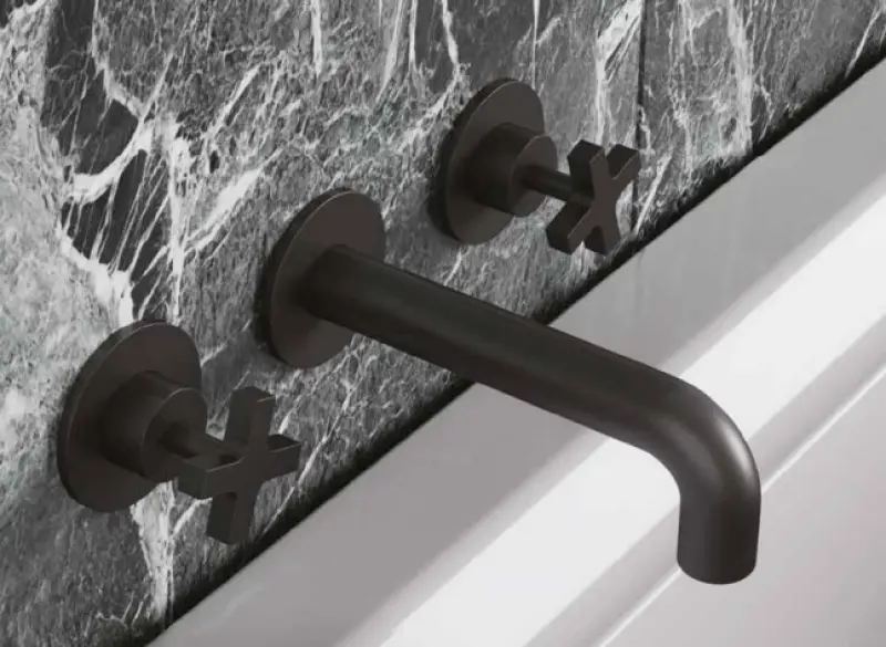 Waterevolution Cruz Robinet încorporat pentru chiuvetă Cruz 3-Găuri, cu ieșire de 15 cm, negru mat 1208916582