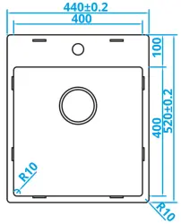 Chiuveta din oțel inoxidabil Caressi Basic Line, cu dimensiunile 40x40 cm și montaj plan, cu orificiu pentru robinet, cod CABLPP40KR10 1208920510.