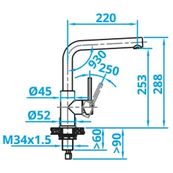 Caressi Basic Line Baterie de bucătărie cu un singur mâner din oțel inoxidabil CABL003I 1208920578