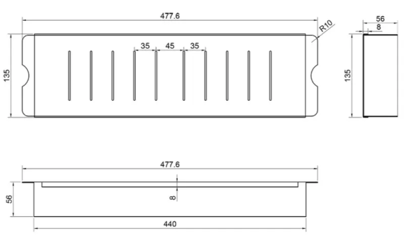 Caressi CACSD46 negru 44cm Coș de scurgere din oțel inoxidabil  1208920600