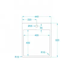 Chiuveta CAPP40KR10 B44xL52xD18.5cm cu dop fără sudură Caressi 1208920666
