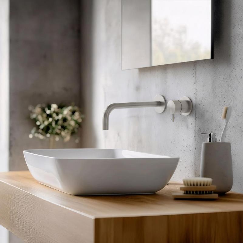 Waterevolution Flow Robinet de chiuvetă încastrat din oțel inoxidabil cu gura de scurgere de 21 cm T1.16BIEV2