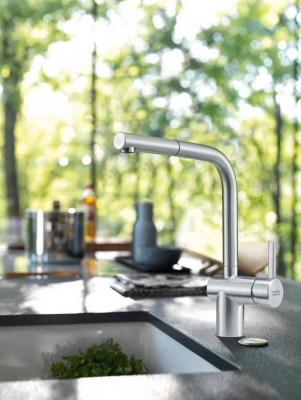 Baterie de bucătărie Franke din inox periat Atlas Neo cu gura extensibilă inox 115.0521.438