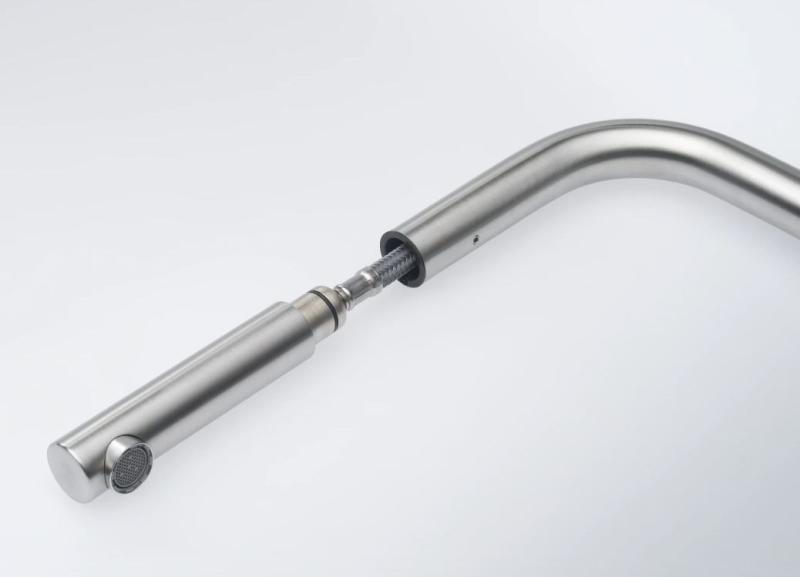 Baterie de bucătărie Franke din inox periat Atlas Neo cu gura extensibilă inox 115.0521.438