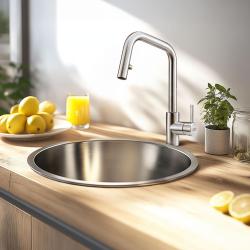 Franke Kubus Robinet de bucătărie cu duș de mână extensibil din oțel inoxidabil 115.0529.207
