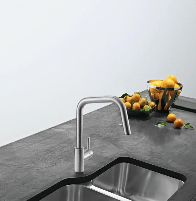 Franke Kubus Robinet de bucătărie cu duș de mână extensibil din oțel inoxidabil 115.0529.207