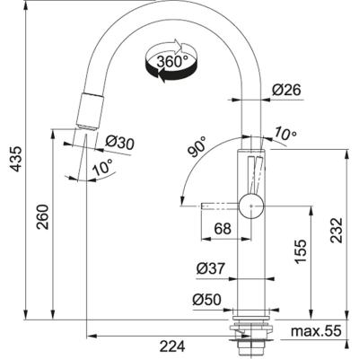 Franke Pescara Robinet de bucătărie up&down cu perlator reglabil 2 poziții de scurgere cromat 115.0523.286