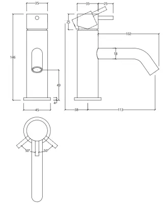 Waterevolution Flow baterie de chiuvetă joasă, incluzând dop cu clic, alamă periată T110LE